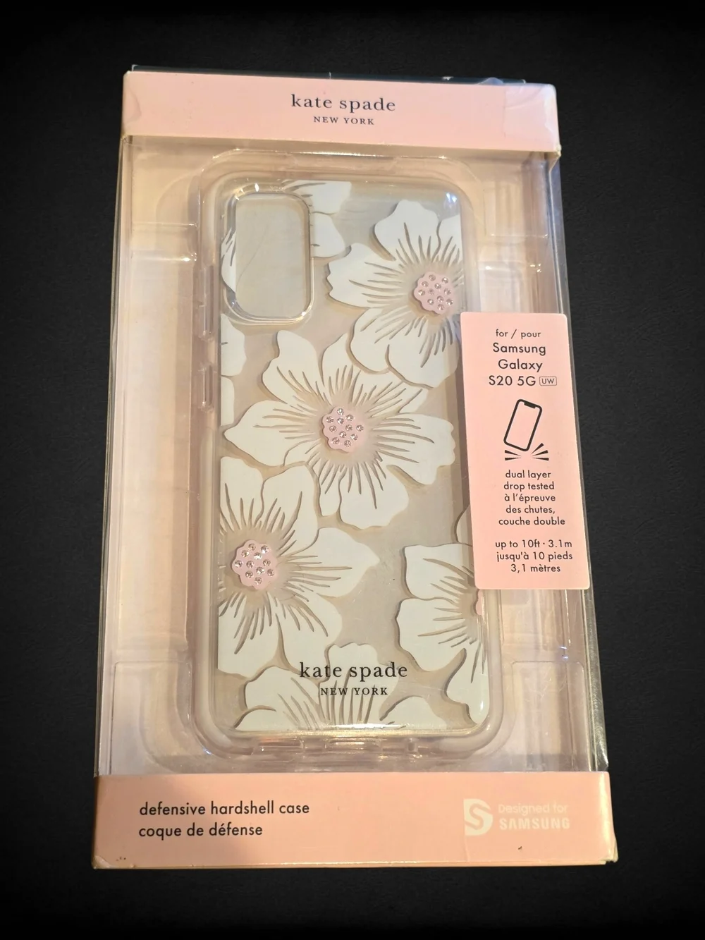Kate Spade Galaxy S20 Case NWT Floral Clear Defensive Hardshell Rhinestone